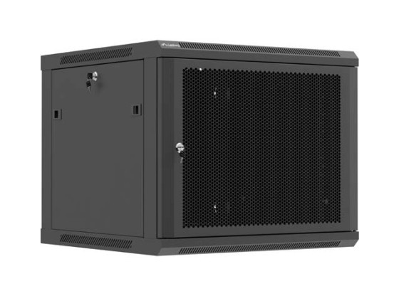 19" 9U 600X600 FEKETE PERFORÁLT AJTÓ LANBERG (LAPOS CSOMAGOLÁS)