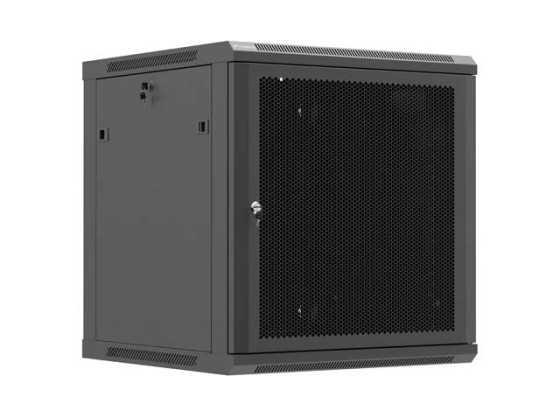 19" 12U 600X600 FEKETE PERFORÁLT AJTÓ LANBERG (LAPOS CSOMAGOLÁSBAN)