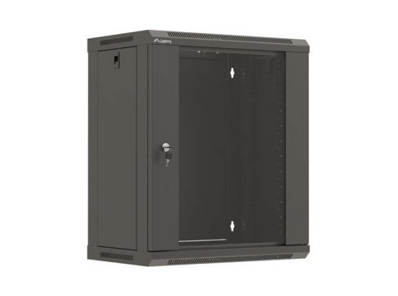 19" 12U 540X350 FEKETE ÜVEGAJTÓ LANBERG (LAPOS CSOMAGOLÁSBAN)