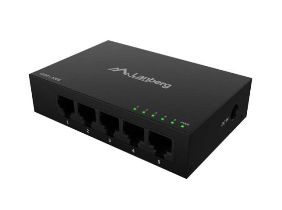 LANBERG SWITCH DSM1-1005 5X 1GB/S UNMANAGED GIGABIT ETHERNET DESKTOP 12V(METAL BURKOLAT)