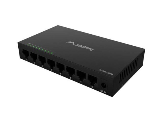 LANBERG SWITCH DSM1-1008 8X 1GB/S UNMANAGED GIGABIT ETHERNET DESKTOP 12V (FÉM HÁZ)