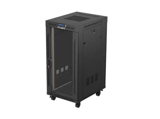 INSTALLÁCIÓS RACK 19" 24U 600X800 FEKETE ÜVEGAJTÓ LCD LANBERG (FLAT PACK) V2