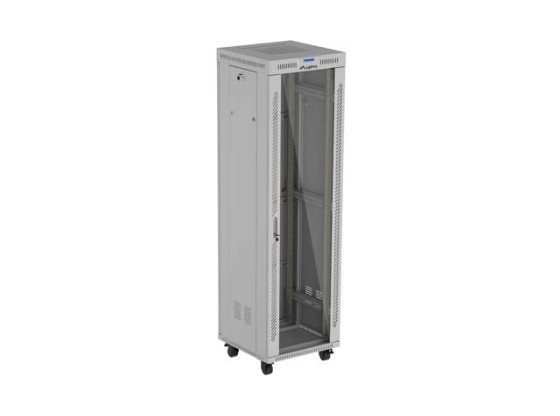 INSTALLÁCIÓS SZEKRÉNY RACK 19" 42U 600X600 SZÜRKE ÜVEGAJTÓ LCD LANBERG (FLAT PACK) V2