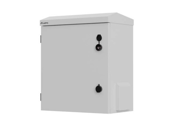 10"-es rack szekrény, falra/oszlopra szerelhető, IP55 védelmi fokozatú, hermetikus, 420×300×500, szürke, LANBERG (összeszerelve)