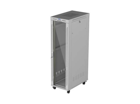 19"-es, szabadon álló rack szekrény, 42U/600×1000 (összeszerelésre kész csomag), üvegajtóval, LCD, szürke, LANBERG