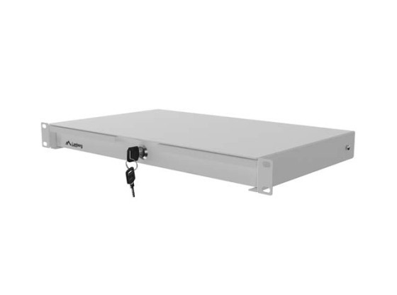 19"-es fiók, 1U/483×270 mm, maximális terhelhetőség: akár 90 kg, 4 pontos rögzítés, szürke, LANBERG