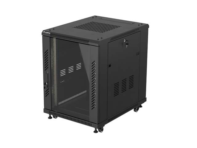INSTALLÁCIÓS RACK 19" 15U 600X800 FEKETE LANBERG ÜVEGAJTÓ (FLAT PACK)