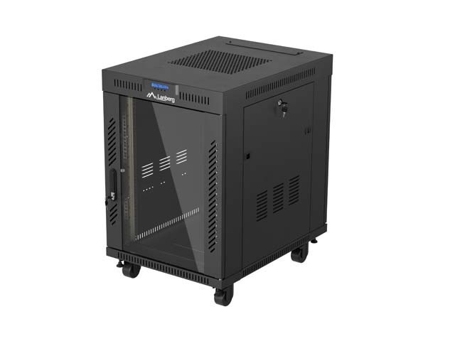 19" RACK SZEKRÉNY SZABADON ÁLLÓ 15U/600X800 (FLAT PACK) ÜVEG AJTÓVAL LCD FEKETE LANBERG V2