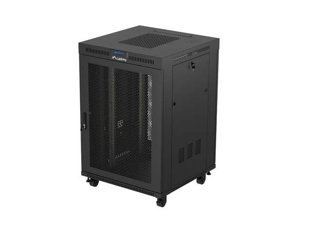 19" RACK SZEKRÉNY SZABADON ÁLLÓ 22U/800X800 (FLAT PACK) FEKETE ÜVEGAJTÓVAL LCD LANBERG V2