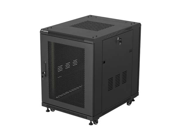 19" ÁLLVÁNYSZEKRÉNY SZABADON ÁLLÓ 15U/600X800 (LAPOS CSOMAGOLÁS) HÁLÓS AJTÓVAL FEKETE LANBERG