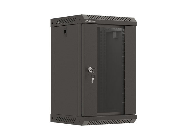 INSTALLÁCIÓS ÁLLVÁNY 10" 9U 300X300 FEKETE ÜVEGAJTÓ LANBERG (LAPOS CSOMAGOLÁS)