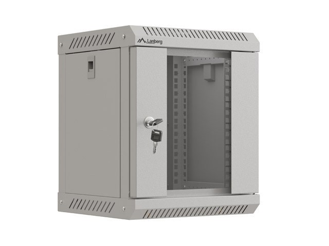 INSTALLÁCIÓS ÁLLVÁNY 10" 6U 300X300 SZÜRKE ÜVEGAJTÓS LANBERG (LAPOS CSOMAGOLÁS)