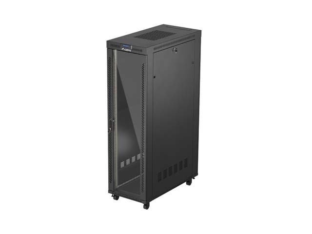 INSTALLÁCIÓS RACK 19" 42U 600X1200 FEKETE ÜVEGAJTÓS LCD LANBERG (FLAT PACK) V2