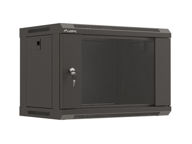 INSTALLÁCIÓS ÁLLVÁNY 19" 6U 540X350 FEKETE ÜVEGAJTÓS LANBERG (FLAT PACK)
